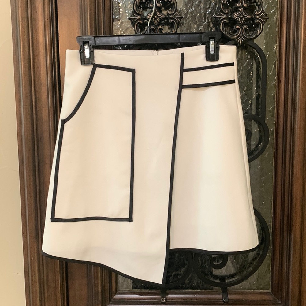 Chicwish Cream Mini Skirt with Black Trim